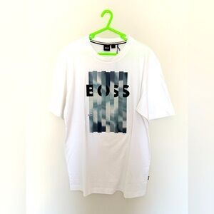 BOSS White Graphic Tee with Logo